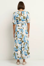 Load image into Gallery viewer, Amora Blue Vintage Floral SS Bias Midi Dress