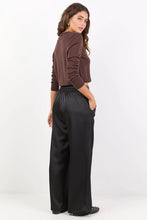 Load image into Gallery viewer, Grandeur Black Satin Elastic Back Wide Leg Pant