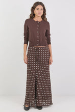 Load image into Gallery viewer, Rally Chocolate Polka Dot Beorgette Tie Waist Bias Maxi Skirt