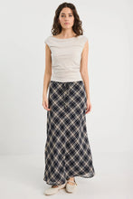Load image into Gallery viewer, Rally Black Check Chiffon Tie Waist Bias Maxi Skirt