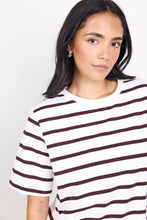 Load image into Gallery viewer, Binding Chocolate White Stripe Boxy Tee