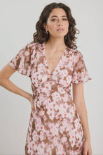 Load image into Gallery viewer, Chariot Blush Chocolate Floral Bias Flared Mai Dress