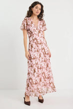 Load image into Gallery viewer, Chariot Blush Chocolate Floral Bias Flared Mai Dress