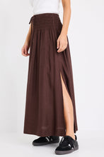 Load image into Gallery viewer, Byron Chocolate Linen Shirred Waist Maxi
