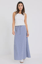 Load image into Gallery viewer, Summit Blue Ginham Tie Waist Bias Maxi Skirt