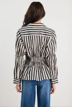 Load image into Gallery viewer, Composite Black Bone Stripe Shirred Body Shirt