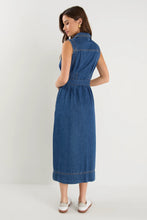 Load image into Gallery viewer, Crescent Storm Blue Denim Midi Shirt Dress