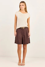 Load image into Gallery viewer, Literal Dark Chocolate Linen Pleat Front Shorts
