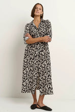 Load image into Gallery viewer, Cyprus Black Leaves LS Shirt Midi Dress
