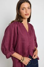 Load image into Gallery viewer, Deity Linen button Through Puff Sleeve Blouse
