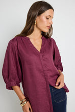 Load image into Gallery viewer, Deity Linen button Through Puff Sleeve Blouse