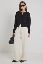 Load image into Gallery viewer, Delight Black Cotton Fine Knit Crew Cardigan