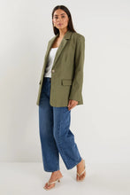 Load image into Gallery viewer, Dock Soft Khaki Ramie Rolled Sleeve Blazer