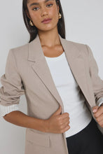 Load image into Gallery viewer, Dock Taupe Ramie Rolled Sleeve Blazer