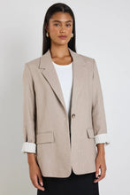Load image into Gallery viewer, Dock Taupe Ramie Rolled Sleeve Blazer