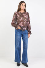 Load image into Gallery viewer, Endless Chocolate Floral Blouson Sleeve LS Top
