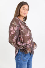 Load image into Gallery viewer, Endless Chocolate Floral Blouson Sleeve LS Top
