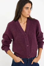 Load image into Gallery viewer, Essence Plum V Neck Rib Knit Cardigan