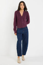 Load image into Gallery viewer, Essence Plum V Neck Rib Knit Cardigan