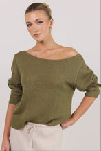 Load image into Gallery viewer, Eventide Khaki Off Shoulder Long Sleeve Jumper