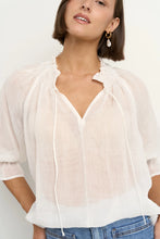 Load image into Gallery viewer, Expedition Ivory Ramie Shirred Neck Top