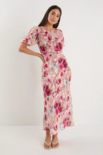 Load image into Gallery viewer, Exquisite Painted Rose Puff Sleeve Midi Dress