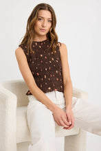 Load image into Gallery viewer, Forsaken Chocolate Multi Polka Dot Shirred Sleeveless Shell