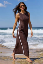 Load image into Gallery viewer, Future Dark Chocolate Linen Sleeveless Midi Dress - Dark Chocolate