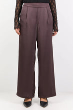 Load image into Gallery viewer, Grandeur Chocolate Satin Elastic Back Wide Leg Pant