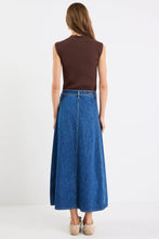Load image into Gallery viewer, Dockside Storm Blue Denim Tie Front Maxi Skirt