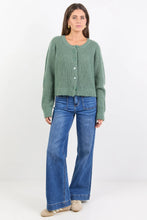 Load image into Gallery viewer, Highlight Sage Mohair Blend Crewneck Cardigan