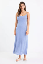 Load image into Gallery viewer, Hologram Electric Blue Mini Gingham Strappy Bias Slip Maxi Dress