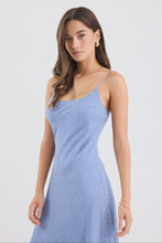 Load image into Gallery viewer, Hologram Electric Blue Mini Gingham Strappy Bias Slip Maxi Dress