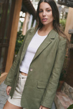 Load image into Gallery viewer, Dock Soft Khaki Ramie Rolled Sleeve Blazer