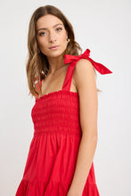 Load image into Gallery viewer, Isabella Cherry Red Cotton Poplin Strappy Tiered Maxi
