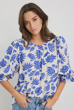 Load image into Gallery viewer, Justify Blue Lotus SS Blouson Sleeve Top