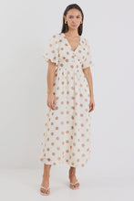 Load image into Gallery viewer, Lisbon Copper Polka Dor Puff Sleeve Midi
