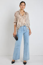 Load image into Gallery viewer, Odyssey Beige Leopard Georgette Shirred Neck LS Top - Beige Leopard