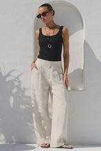 Load image into Gallery viewer, Curator Natural Linen Pleat Front Wide Leg Pants / Natural