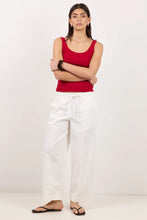 Load image into Gallery viewer, Transit White Pull On Waist Tie Barrel Leg Pants / White