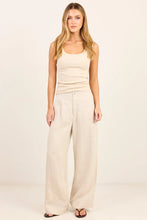 Load image into Gallery viewer, Curator Natural Linen Pleat Front Wide Leg Pants / Natural
