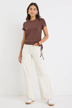 Load image into Gallery viewer, Perfect Chocolate Rib Rouched Side Crop Tee