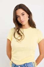 Load image into Gallery viewer, Perfect Lemon Rib Rouched Side Crop Tee