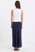Load image into Gallery viewer, Bliss Navy Linen Bias Midi Skirt