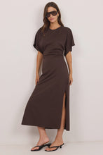 Load image into Gallery viewer, Pulse Chocolate Cotton Gathered Waist Detail Short Sleeve Dress