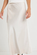 Load image into Gallery viewer, Rosette Pearl Satin Bias Midi Skirt Pearl