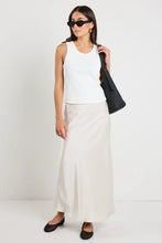 Load image into Gallery viewer, Rosette Pearl Satin Bias Midi Skirt Pearl