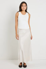 Load image into Gallery viewer, Rosette Pearl Satin Bias Midi Skirt Pearl