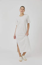 Load image into Gallery viewer, Studio Stripe Tee Shirt Dress Stone