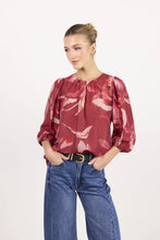 Load image into Gallery viewer, Sincere Large Red Peony Shirred Back SS Top - Large Red Peony